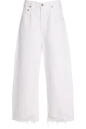 Citizens of Humanity Ayla Raw-Hem Cropped Wide-Leg Jeans - - 25 - Moda Operandi