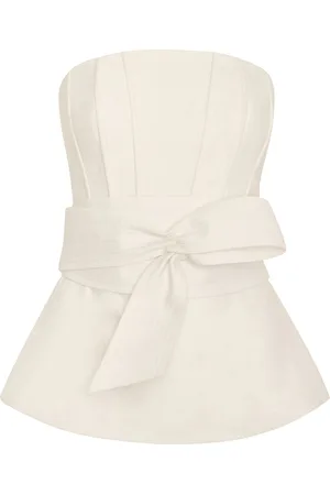 Andres Otalora Tum Belted Linen Strapless Top - - US 6 - Moda Operandi