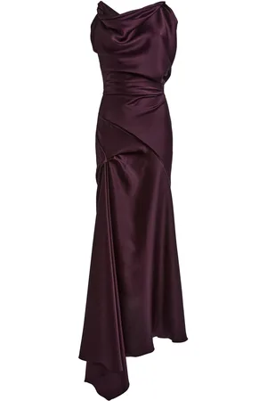 Victoria Beckham Asymmetric Draped Satin Midi Dress - - UK 6 - Moda Operandi