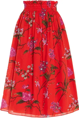 Erdem Shirred Cotton-Linen Midi Skirt - - UK 8 - Moda Operandi
