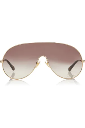 Chloé Aly Aviator Mask-Frame Metal Sunglasses - - OS - Moda Operandi