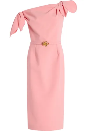 Oscar de la Renta Asymmetric Knotted Wool-Blend Midi Dress - - US 0 - Moda Operandi