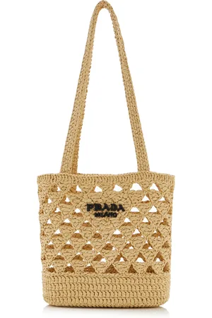 Prada Crocheted Raffia Shoulder Bag - - OS - Moda Operandi