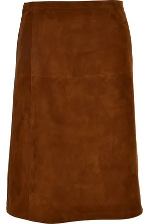 VERSACE Suede-Effect Leather Knee-Length Skirt - - IT 48 - Moda Operandi