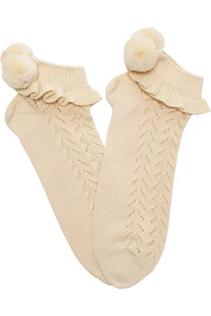 VALENTINO GARAVANI Pom-Pom Ruffled Cotton Ankle Socks - - S/M - Moda Operandi