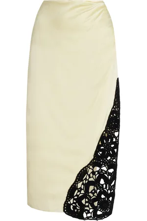 Alejandra Alonso Rojas Crochet-Detailed Silk Midi Skirt - - US 6 - Moda Operandi