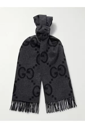 Gucci Fringed Logo-Jacquard Cashmere Scarf - Men