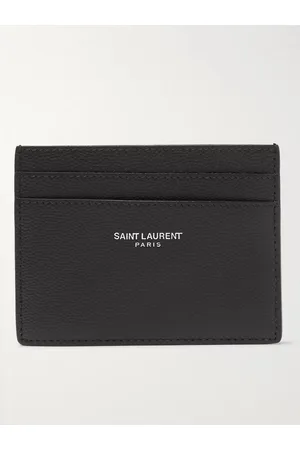 Saint Laurent Logo-Print Pebble-Grain Leather Cardholder - Men
