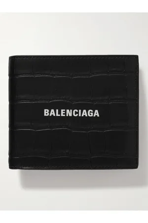 Balenciaga Logo-Print Croc-Effect Leather Billfold Wallet - Men