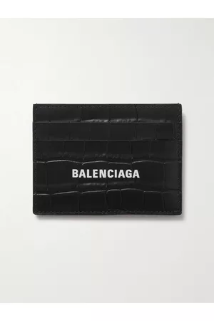 Balenciaga Logo-Print Croc-Effect Leather Cardholder - Men