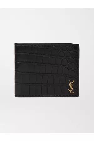 Saint Laurent Logo-Appliquéd Croc-Effect Leather Billfold Wallet - Men