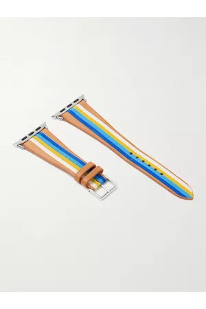 La Californienne Seabright Striped Leather Watch Strap - Men