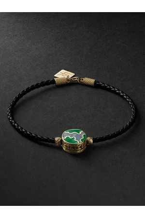 Lauren Rubinski Woven Leather, and Enamel Bracelet - Men