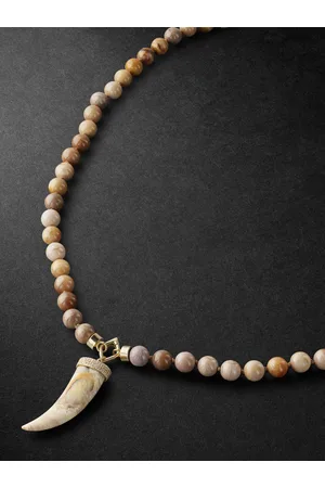 Sydney Evan Gold, Wood and Diamond Beaded Pendant Necklace - Men