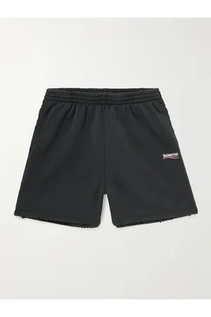 Balenciaga Wide-Leg Logo-Embroidered Distressed Cotton-Jersey Shorts - Men - - XXS
