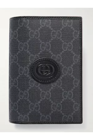 Gucci Leather-Trimmed Monogrammed ECONYL Passport Case - Black