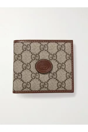 Gucci - Men - Ophidia Webbing-Trimmed Monogrammed Coated-canvas and Leather Billfold Wallet Brown