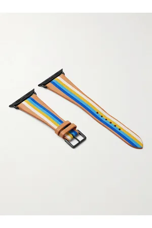 La Californienne Seabright Striped Leather Watch Strap - Men