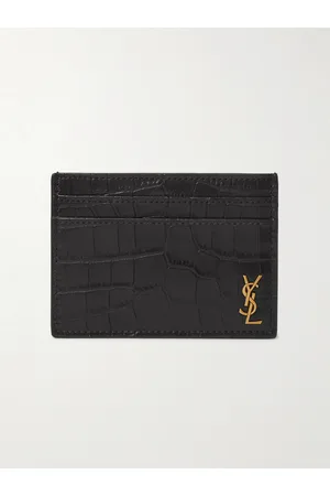 Saint Laurent Logo-Appliquéd Croc-Effect Leather Cardholder - Men