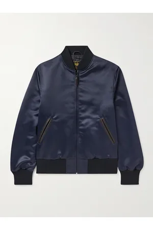 Golden Bear Sukajan Leather-Trimmed Satin Bomber Jacket - Men - - XL