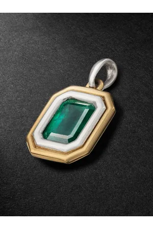 M. COHEN Equinox XSmall 18-Karat Gold, Platinum and Emerald Pendant - Men