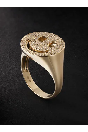 Sydney Evan Large Happy Diamond Signet Ring - Men