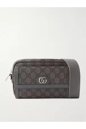 GUCCI Ophidia Leather and Webbing-Trimmed Logo-Jacquard Coated-Canvas Wash  Bag for Men