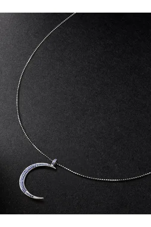 Sydney Evan Large Moon White Gold Sapphire Necklace - Men