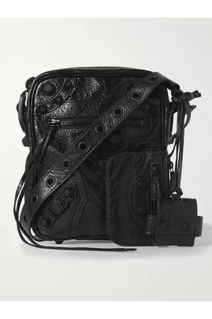 Balenciaga Le Cagole Cracked-Leather Messenger Bag - Men
