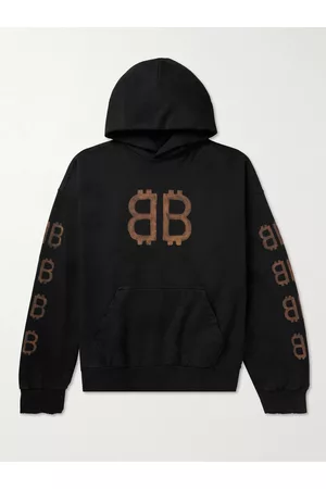Balenciaga Crypto Logo-Print Bleached Cotton-Jersey Hoodie - Men - - L