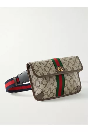 Gucci - Ophidia Medium Leather-Trimmed Monogrammed Coated-Canvas Messenger  Bag - Brown Gucci