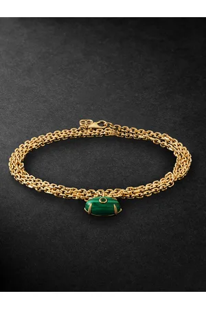 Sydney Evan Evil Eye Gold Malachite Necklace - Men