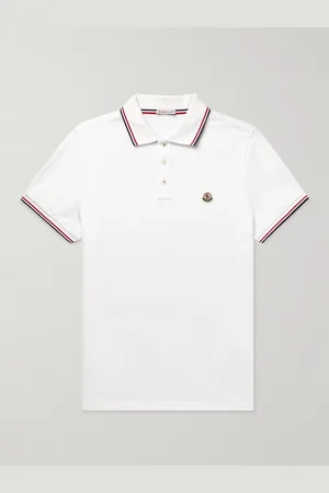 Moncler Logo-Appliquéd Striped Cotton-Piqué Polo Shirt - Men - - XS