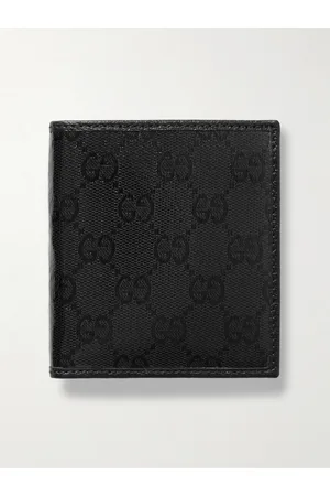 GUCCI Leather-Trimmed Monogrammed Crystal Canvas Billfold Wallet for Men
