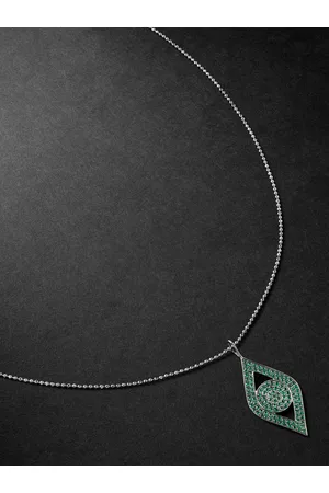Sydney Evan Large Evil Eye White Gold Diamond Pendant Necklace - Men