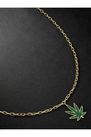 Sydney Evan Large Pot Leaf Gold Diamond Necklace - Men