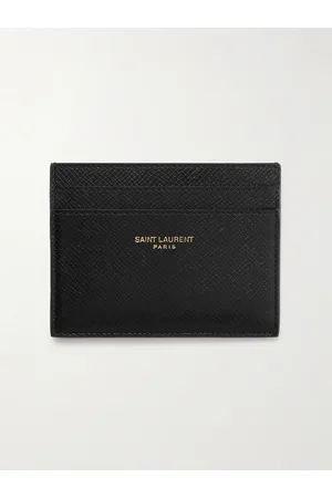 Saint Laurent Logo-Print Upcycled Cross-Grain Leather Cardholder - Men