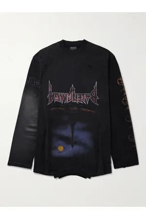 Balenciaga Oversized Distressed Logo-Print Stretch-Cotton Jersey T-Shirt - Men - - 1