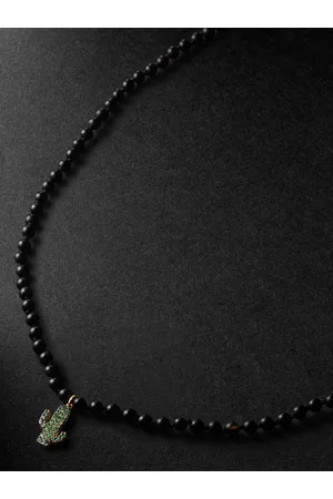 Ileana Makri Gold, Onyx and Tsavorite Beaded Pendant Necklace - Men