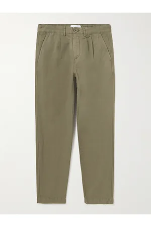 Mr P. Straight-Leg Pleated Garment-Dyed Cotton and Linen-Blend Trousers - Men - - 30