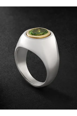 M. COHEN Solitaire Sterling Silver, 18-Karat Gold and Tourmaline Ring - Men - - 9