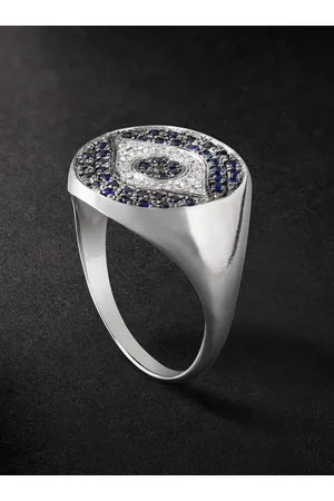 Ileana Makri Little Dawn Chevalier 18-Karat White Gold, Sapphire and Diamond Ring - Men - - 55