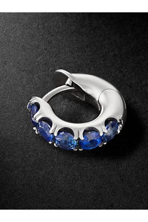 SPINELLI KILCOLLIN Mini Macro 18-Karat White Gold Sapphire Single Hoop Earring - Men
