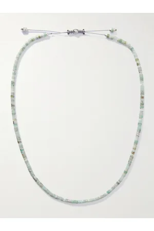 M. COHEN Tucson Sterling Silver, Chrysoprase and Cord Necklace - Men