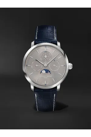 Frederique Constant Slimline Automatic Perpetual Calendar Moon-Phase 42mm Stainless Steel and Leather Watch, Ref. No. FC-775G4S6 - Men