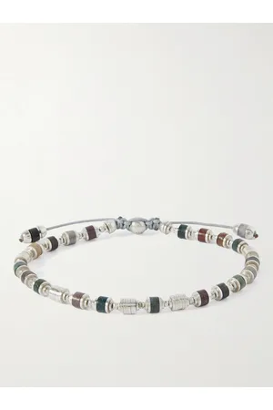 M. COHEN Saguaro Sterling Silver, Agate and Cord Beaded Bracelet - Men - - M