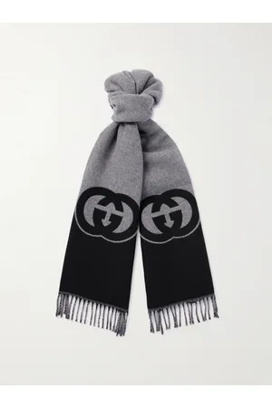 Gucci Fringed Logo-Jacquard Wool and Cashmere-Blend Scarf - Men