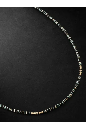 M. COHEN Housa 18-Karat Gold, Amazonite and Diamond Beaded Necklace - Men