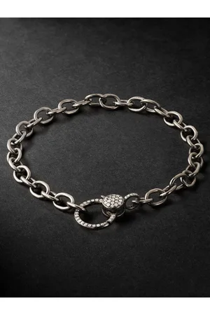 Ileana Makri Oxidised Sterling , 14-Karat White Gold and Diamond Chain Bracelet - Men - - 19