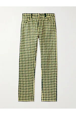 Bottega Veneta Straight-Leg Two-Tone Intrecciato Leather Trousers - Men - - IT 48